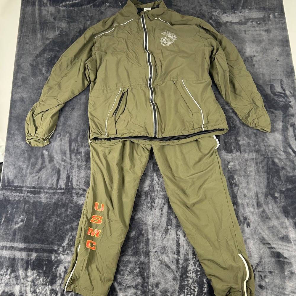 SND Manufacturing USMC Running Suit Mens Medium Green Tracksuit Jacket Pants
